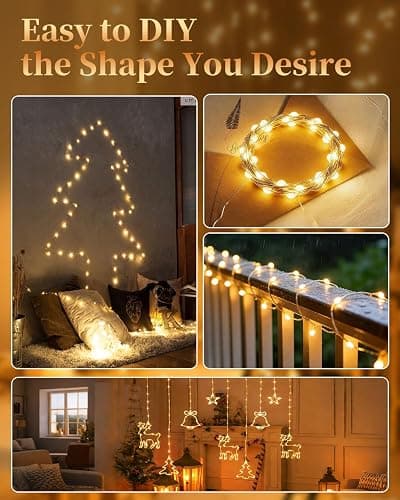 4-Pack Fairy Lights Battery Operated, 33ft 100 LED(Total 132ft 400 LEDs) Warm White String Lights with Remote Waterproof Christmas Lights 8 Modes Timer Lights for Bedroom Wedding Party Patio Decor thumbnail 6