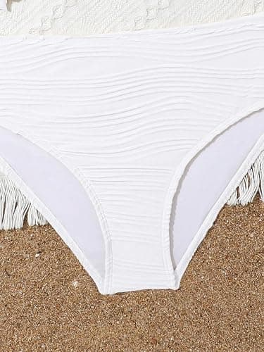 OYOANGLE Girl's 2 Piece Tankini Swimsuit Textured Twist Front Ruched Ruffle Bikini Set Bathing Suits thumbnail 4