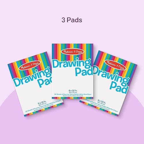 Melissa & Doug Drawing Paper, Sketch Pad, 3-Pack Bundle for Coloring, Writing or Painting (9 x 12 inches) - 50 Sheets Each, Kids Drawing Pad & Art Supplies for Kids Ages 3+ - FSC Certified | 3 Drawing Pads, 150 Sheets, Heavyweight Bond Paper, White, Sketching and Painting, Premium Art Supplies for Kids, Ages 3+ thumbnail 6