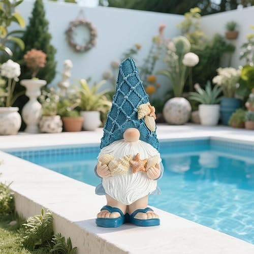 Etlemonde Beach Gnomes Statues,Ocean Gnomes,Nautical Themes Decoration,Beach, Gnome Holding Seashells thumbnail 5
