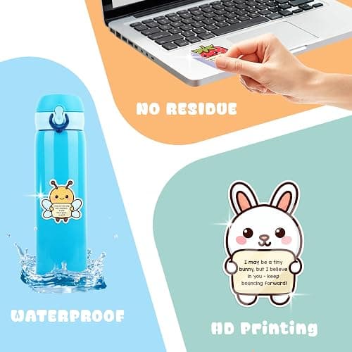 200PCS Emotional Support Animal Stickers by Puraesla– Affirmation Sticker Pack for Adults or Kids Cute Inspirational Buddies for Water Bottles, Laptops, Phones, Positive Quote Vinyl thumbnail 8