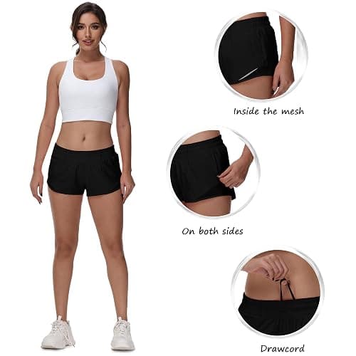 MCEDAR Women's Running Shorts Low Waisted 2.5"，Lightweight Active Workout Quick Dry Gym Athletic Sports Shorts Zip Pocket thumbnail 6
