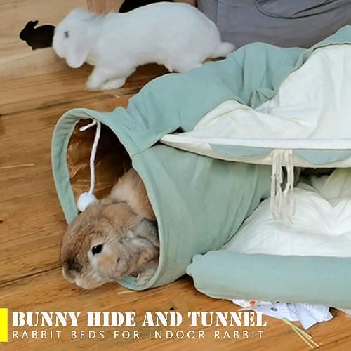 KUCDBUN Cat Tunnel Bed, 2-in-1 Collapsible Cat Tunnel Tubes Toys with Removable Mat for Pet Cats Kittens Puppies Rabbits Bunnies Ferrets (Matcha) thumbnail 5