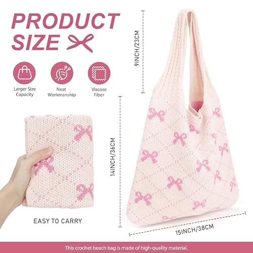 KPX Crochet Tote, Beach Mesh Knitted Shoulder Bag - Large Aesthetic Hobo Bag for Women - Summer thumbnail 2