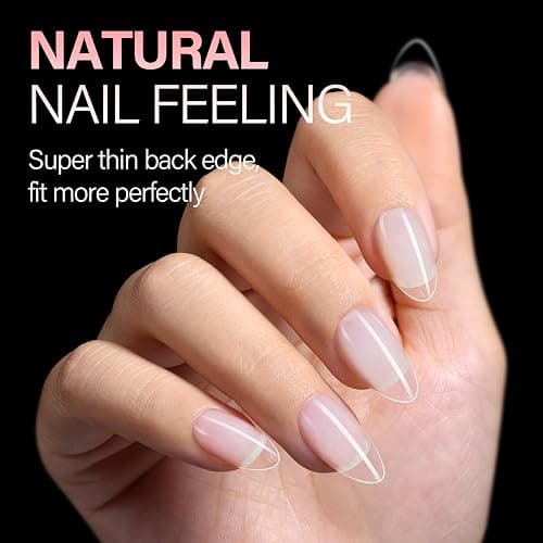 AILLSA Short Almond Nail Tips - Thickened Pre-shaped False Nail Tips Short Almond Shaped Half Matte Nails Tips, Fake Nails Extension 450pcs 15 Sizes with Storage Box thumbnail 5