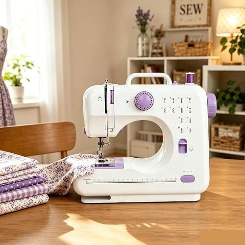 Electric Sewing Machine for Beginners for Quick Repairs DIY Crafts & Gift | Portable Mini Sewing Machine with Dual Power, 12 Stitches, Foot Pedal, Light, Storage Drawerand Accessories Kit - Image 1