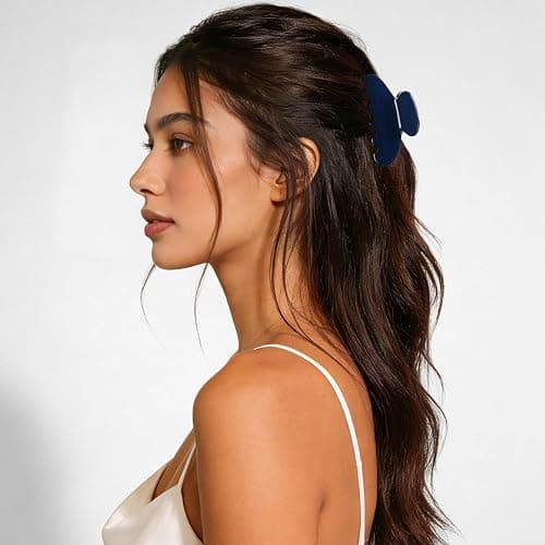 MAORULU Medium Cute Acetate Hair Claw Clips for Women Girls, 3 Inch Navy Claw Clips for Thin & Medium Thick Hair, Durable French Banana Clip with Gift Box (Navy Blue) thumbnail 6