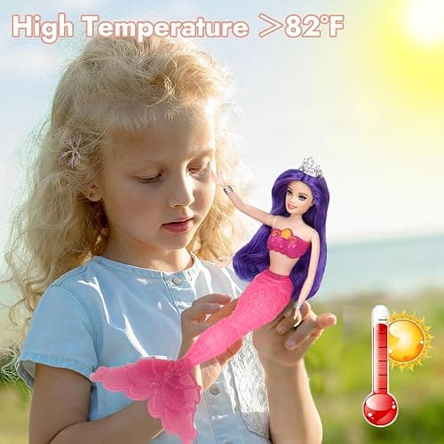 BETTINA Magical Color Changing Mermaid Doll, Princess Mermaid Toy with Seahorse & Dolls Accessories - Vibrant Purple Hair and Transforming Tail, Mermaid Gifts Toys for Girls Aged 3-7 thumbnail 6
