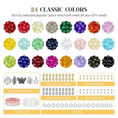 Sistenia 6mm Glass Beads Bracelet Making Kit 1400pcs, 24 Colors Crystal Beads for Jewelry Making Round Beads DIY Crafts with Spacer Beads Charms Accessories thumbnail 3