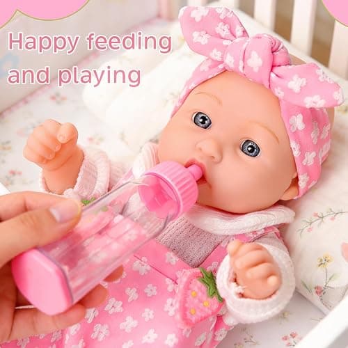 DONTNO 12" Baby Doll with Backpack Carrier in Gift Box,12 Inch Realistic Baby Dolls with Clothes and Accessories,Toy Pretend Play Collection for 3+ Child Girls Gifts thumbnail 6