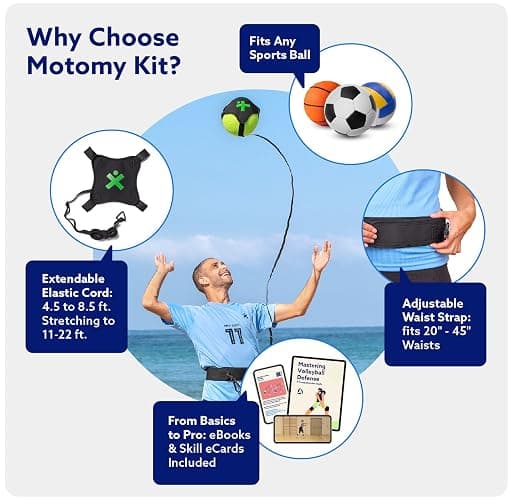 MOTOMY™ Volleyball Training Equipment Aid ‘VolleyPal’ – Solo Rebounder Trainer for Serve, Spike, Set & Pass; Indoor and Outdoor Practice Gear Gifts for Beginners & Experts thumbnail 4