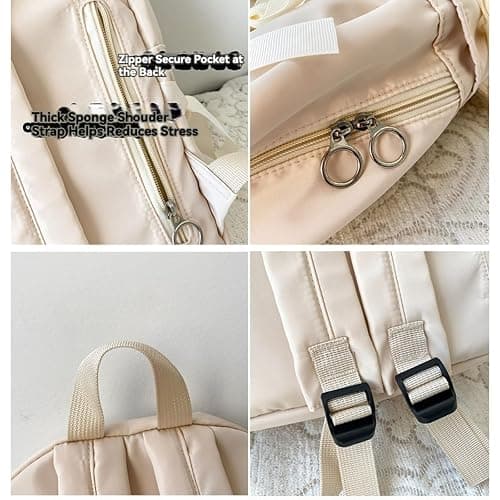 semmoi Backpack with Attached Bow-Knots - Ideal for Day-to-Day Use, Kawaii Backpack, Y2k, Aesthetic Cute Backpack (Off white) thumbnail 6