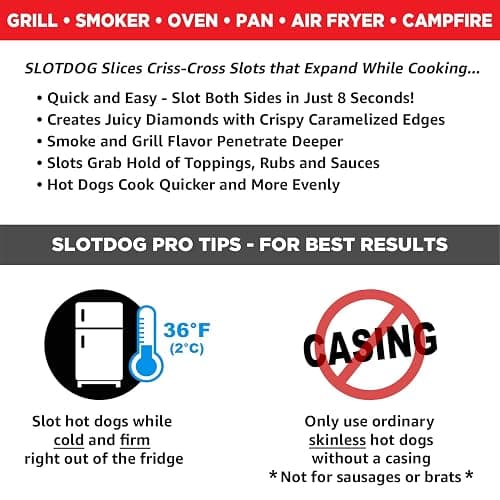 SLOTDOG - Hot Dog Slicing Tool - Stainless Steel Cutter Blades for Kitchen, Grilling, Tailgating, Camping and Backyard Outdoor BBQ - 10 inch - Red thumbnail 6