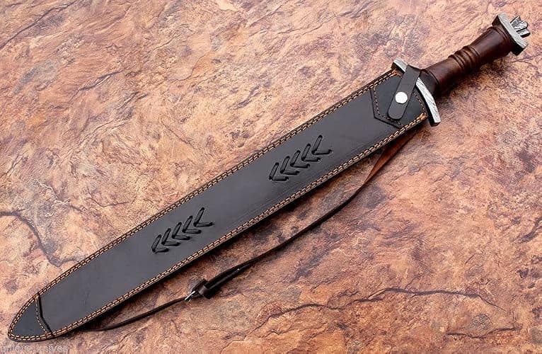 Custom Hand Forged Damascus Steel Swiss Dagger Sword Viking Gladius Double Edge Sword Gladiator Blood Grooved Sword thumbnail 7