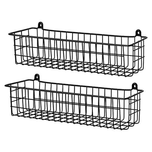 Spice Rack Organizer Wall Mount, 2 Pack Black Seasoning Rack Wire Storage Baskets for Wall or Cabinet Door in Kitchen and RV | Seasoning Rack, Kitchen, RV - Image 1
