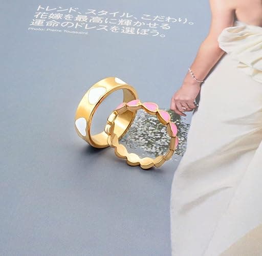 YOOESTORES82 2PCS Colorful Heart Ring Band Rings Set for Women Couple Cute Love Heart Plain Stackable Finger Rings Wedding Preppy Jewelry Gift thumbnail 7