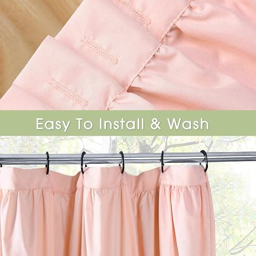 Homechoice Decor Peach Ruffle Shower Curtain, Vintage Handcrafted Bow Tie Bath Curtain for Master Bathroom, Ruched Microfiber Bathroom Curtain with 12 Buttonholes, 72" W x 72" H (LQ-10) thumbnail 5