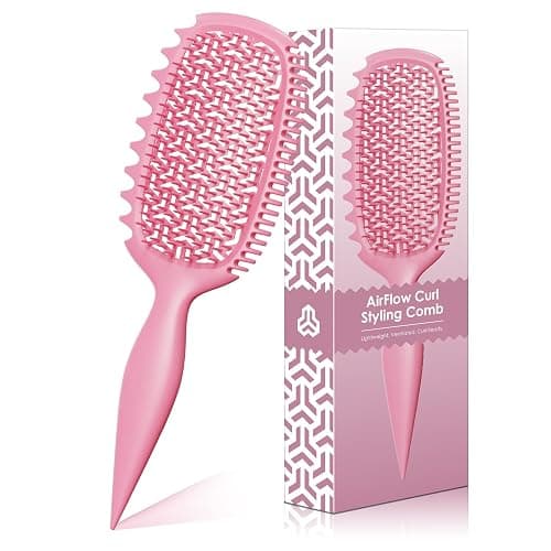 Curl Defining Brush for Thick Coily Hair, Firm-Bristle TPEE Detangling Brush for Coarse 4A–4C Curls, Dual-Sided Wide & Narrow Tooth Brush for Wet & Dry Curl Shaping– Women & Men (2054-Pastel Pink) - Image 1