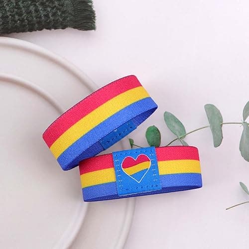Rainbow LGBT Pride Bracelet for Women Men, Stretch Elastic Band, LGBTQ Wristbands for Pride Month Decorations, Trans Lesbian Accessories Outfits Merch Gifts - Pansexual Pride thumbnail 6