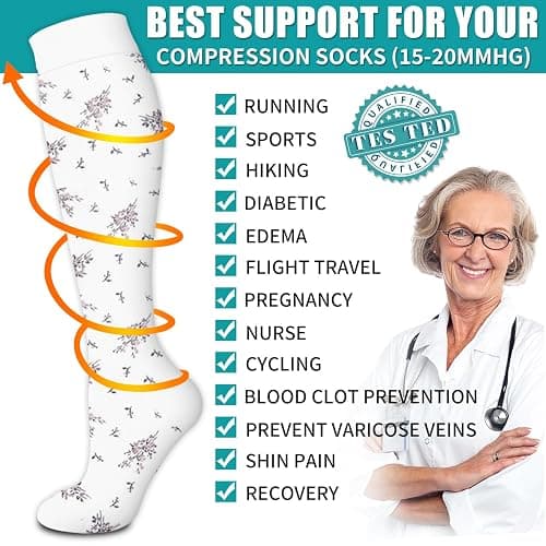 BLUEENJOY Copper Compression Socks for Women & Men (6 pairs) - Best Support for Nurses, Running, Hiking, Recovery thumbnail 5