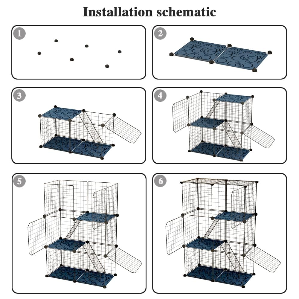 Cat Cage Indoor DIY Pet Playpen Detachable Metal Small Animal Cage Wire Ferret Cage Indoor Cat Kennels for Kitten Puppy Bunny (3 Tier) thumbnail 7