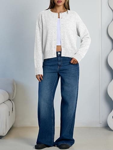 Trendy Queen Cropped Cardigan Sweaters for Women Lightweight Crop Knit Y2k Fall Outfits Fashion Clothes 2025 thumbnail 6