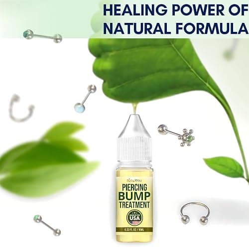 BodyJ4You Piercing Keloid Bump Removal - Natural Oil Piercing Bump Treatment - Nose Septum Belly Ear Cleaner Soothing Skin Recovery Solution - Safe Care Piercing Reduce Appearance Scars - 0.33 Fl Oz - 0.33 Fl Oz (10ml) thumbnail 3