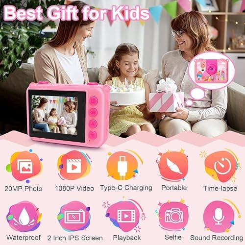 Pool Toy & Kids Underwater Camera - 99FT Waterproof Kid Action Camera 1080P Video&20MP Photo with Flip Lens, Includes 32GB Card for Diving Swimming Beach Snorkeling,Birthday Gift for Girls - GKTZ thumbnail 4