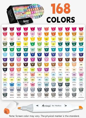 168 Colors Alcohol Markers with Free APP Dual Tip Art Coloring Markers Set | Kickstand Case | Chisel and Fine Tip | Alcohol-Based | Drawing Markers for Adults Artists | Illustration Sketching Painting thumbnail 4