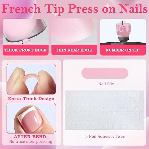 AddFavor Toe Nail Press ons - 150pcs Press on Toenails for Women, French Tip Toe Press on Nails Fake Toe Nail Tips Square Fake Toenails in 15 Sizes Full Cover Acrylic Toenail with Adhesive Tabs thumbnail 5