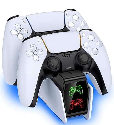 GAMSINGY PS5 Controller Ladestation für Dualsense Wireless/Edge Controller, Ladestation für PlayStation 5 Controller mit 2-3Std Schnelllade/LED-Ladeanzeige - Image 1