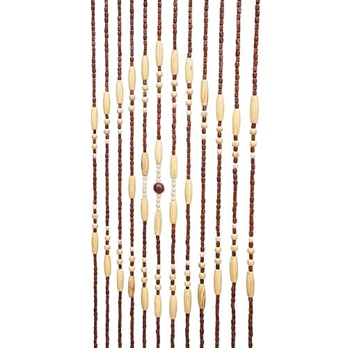 Headery Beaded Curtain, Handmade Wood Bead Curtain Door Beads Beaded Door, Exquisite Room Decor Doorway Beads Hanging Door Beads for Bedroom Bathroom Kitchen Restaurant (Beige&Brown) - Beige&brown thumbnail 6