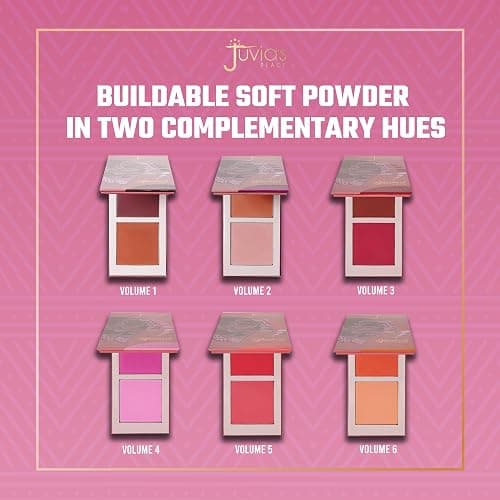 Juvia's Place Blushed Duo Blush Volume4 - Two Tone Pigmented Buildable Pressed Mineral Powder - Rosy Natural Cheeks Matte Fresh Finish for All Skin Color thumbnail 4