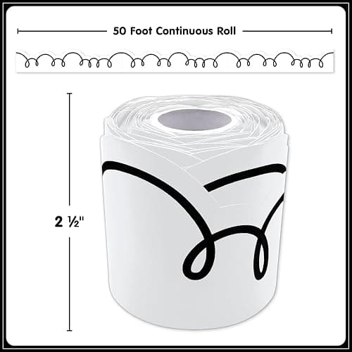 Teacher Created Resources White with Black Squiggles Rolled Border Trim (TCR9266) thumbnail 5