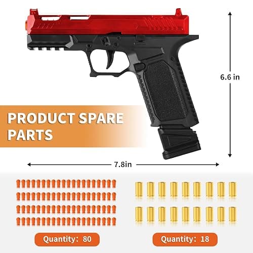 Toy Gun - Stress Shot Toy Gun with Semi-Automatic Mode, Red and Black thumbnail 2