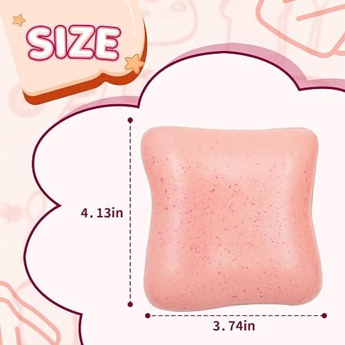 Bread Squishy Toy, Slow Rising Squishy Toys, Cute Food Fidget Toy, Sensory Squeeze Toy for Kids and Adults, Fun Desk Toy & Party Favor Gift (Pink) thumbnail 2