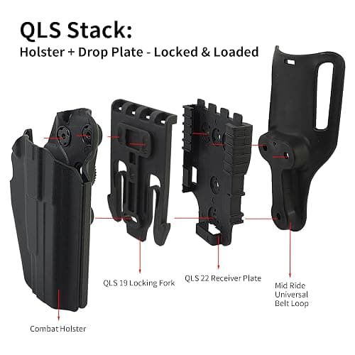 Quick Locking System Kit (QLS Kit), QLS 19 Locking Fork and QLS 22L Receiver Plate for Drop Leg Holster, Duty Belt and Low Ride Universal Belt Loop thumbnail 4