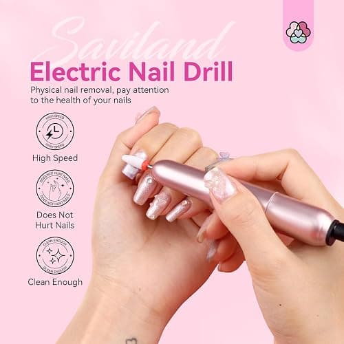SAVILAND Electric Nail Drill: 2025 Electric Nail File Rose Efile Nail Drill Professional Manicure with 6PCS Nail Drill Bits Portable Nail File & Salon Use Manicure Pedicure at Home thumbnail 6