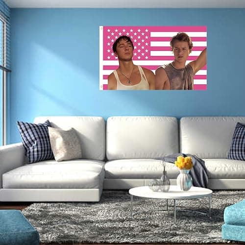 WENWELL JJ and Rafe USA Flag Tapestry - Funny Pink OuterBanks America Flag 3x5 Feet,Polyester Banner for College Dorm Room Bedroom Outdoor Parties Decor with Brass Grommets thumbnail 8