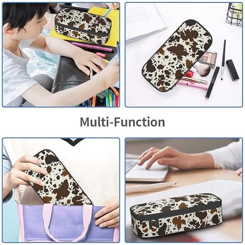 GVGOAGL Brown Cow Print Pencil Case Organizer Big Capacity Pencil Pouch Stationery With Zipper School Supplies Pencil Bag For Girls Boys Office, j56tsd thumbnail 7