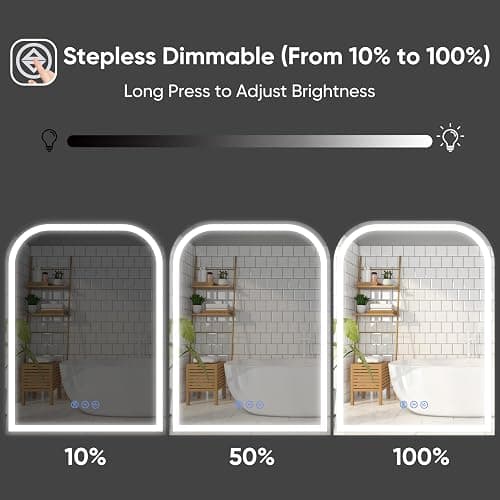 Antok LED Bathroom Mirror, LED Mirror with Lights for Bathroom, Lighted Vanity Mirrors for Wall, Anti-Fog, Dimmable, Tempered Glass, Memory Function, 3 Colors, Safe Use, 32" L x 24" W, White thumbnail 4