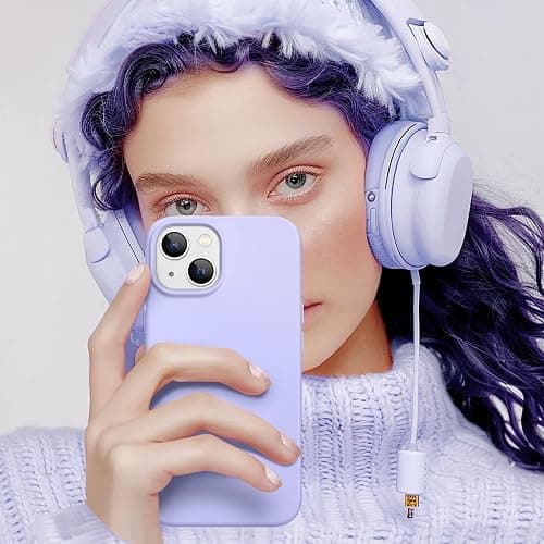 GolbinBox Magnetic for iPhone 13 Case & iPhone 14 Case, Compatible with MagSafe, [Soft Anti-Scratch Microfiber Lining], Slim Liquid Silicone Shockproof Protective Phone Case 6.1 inch, Lilac thumbnail 8