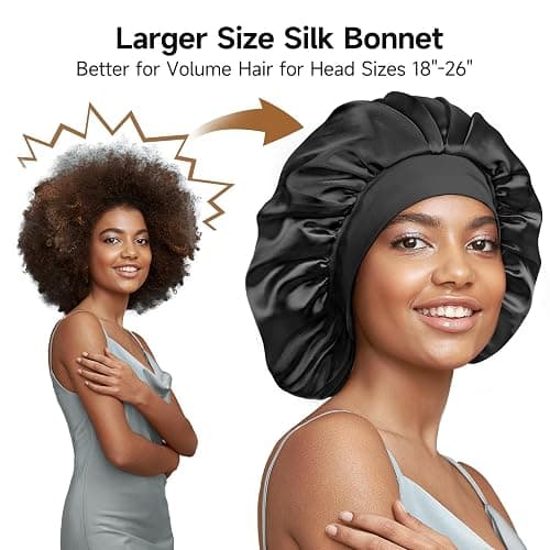 Umisleep 22 Momme 100% Real Mulberry Silk Bonnet for Sleeping Women, Large Hair Care Bonnet for Long Curly Hair, Double Layer Silk Hair Wrap with Soft Elastic Band, Non-Slip Sleep Cap, Shower Cap thumbnail 4