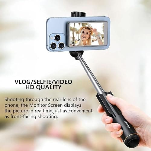 Vlog Selfie Monitor Screen for iPhone (NOT Support 17), Rear Camera for Selfie Vlog Live Stream, Magnetic Mount Wireless Connection with Remote Control (Grey) thumbnail 5