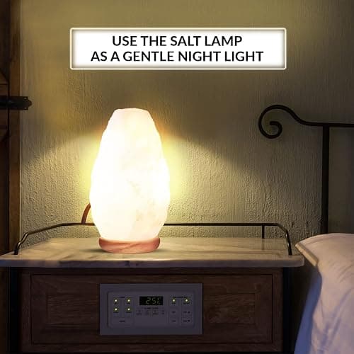 Himalayan Glow White Salt Crystal Lamp, Natural Salt Night Light, Hand Crafted Salt Lamp with Neem Wooden Base, Salt Lamp Bulb,(ETL Certified) Dimmer Switch | 5-7 LB thumbnail 3