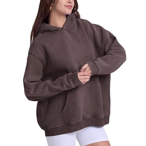 FAIABLE Womens Oversized Acid Wash Hoodie Unisex Heavyweight Cotton Hoodies Fleece Vintage Washed Sweatshirt Women Men thumbnail 3