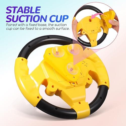 TOYANDONA Kids Steering Wheel Toy - 2PCS Simulated Driving Racing Car Game Toy, Driving Controller Early Education Pretend Driving Steering Wheel with Light Music for Boys Girls 4 5 6 Years Old thumbnail 7