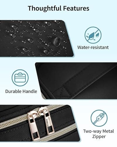 Wandering Nature Makeup Bag, Travel Make Up Bag with Divider, Makeup Case Organizer for Women in Fabric, Black thumbnail 7