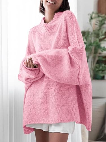 Saodimallsu Womens Oversized Sweaters Mock Neck Batwing Long Sleeve 2026 Fall Trendy Ribbed Knit Casual Tunic Sweater thumbnail 2