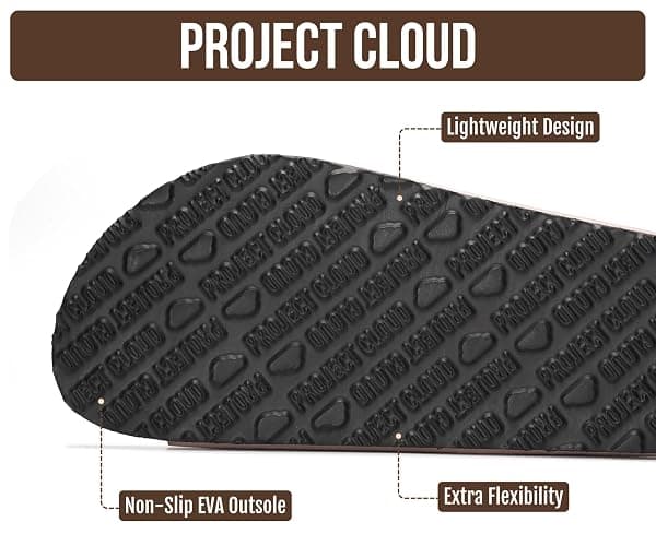 Project Cloud 100% Genuine Leather Flat Sandals For Women 2026 Cork Footbed Womens Sandals with Memory Foam and arch support Vacation Essentials Slides for Women Footwear (Venita) thumbnail 4